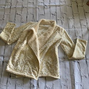 Cream cardigan with gold accent